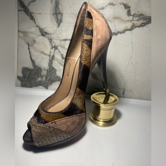 BALDAN sz 38 brown sude and tigre print poyhair plataform made in italy - Picture 13 of 15